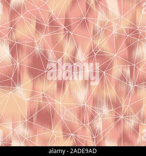 Ikat und Dreieck Masche nahtlose Blush Pink Muster Stock Vektor