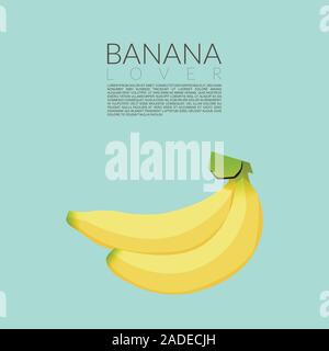 Gelbe Bananen auf blauem Hintergrund mit Kopie Platz für Ihren Text isoliert. Vector Illustration Stock Vektor