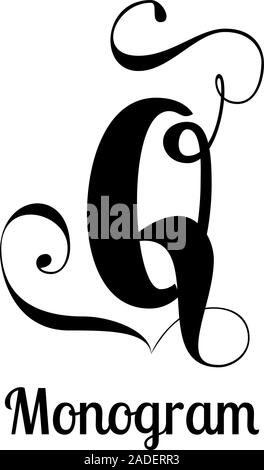 Pinsel Kalligraphie Buchstaben Q design für Produkt und Service Branding Stock Vektor