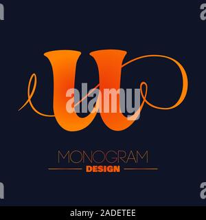 Großbuchstabe u Kalligraphie Monogramm design Stock Vektor