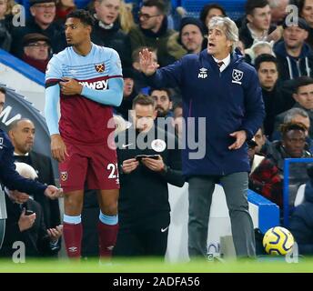 LONDON, VEREINIGTES KÖNIGREICH. NOVEMBER 30 West Ham United manager Manuel Pellegrini während der Englischen Premier League zwischen Chelsea und West Ham United im St Stockfoto