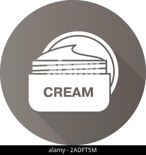 Face Cream jar. Flache Bauweise lange Schatten Symbol. Kosmetik. Vektor silhouette Symbol Stock Vektor