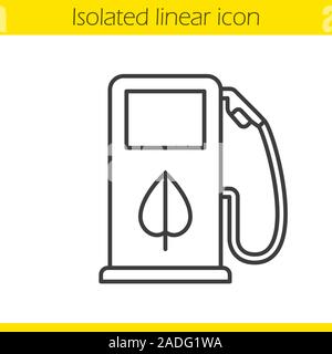 Eco Fuel Konzept lineare Symbol. Dünne Linie Abbildung. Tankstelle Kontur Symbol. Vektor isoliert Maßbild Stock Vektor