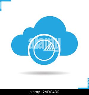 Cloud Hosting Statistiken Symbol. Schlagschatten Diagramm silhouette Symbol. Cloud Computing. Negativer Platz. Vektor isoliert Abbildung Stock Vektor
