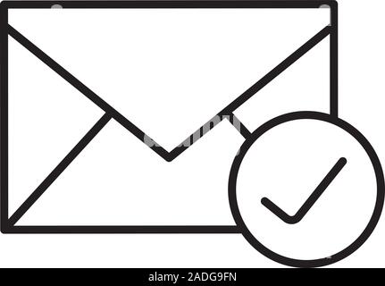 Überprüft e-Mail lineare Symbol. Schreiben dünne Linie Abbildung. Empfangene SMS-Nachricht Kontur Symbol. Vektor isoliert Maßbild Stock Vektor
