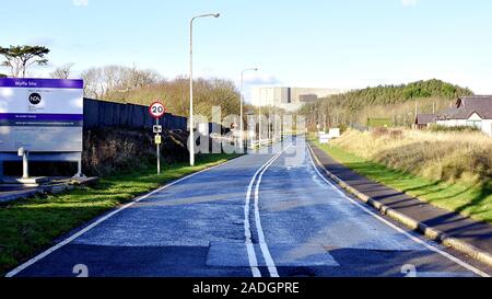 CEMAES, Anglesey - Dezember 3, 2019 Wylfa Kernkraftwerk in Anglesey. Stockfoto