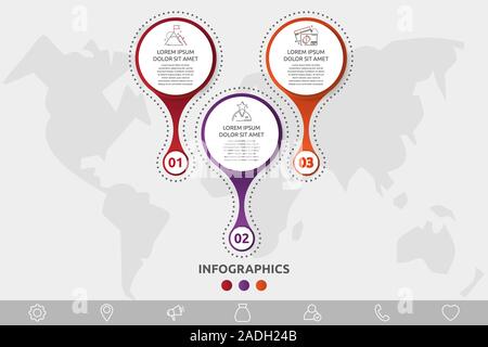 Vector template Kreis Infografiken. Business Konzept mit 3 Optionen und Teile. Drei Schritte für Inhalt, Flussdiagramm, Timeline, Ebenen Stock Vektor