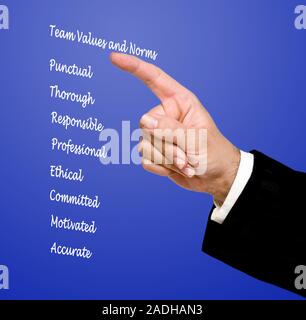 Team Werte und Normen Stockfoto