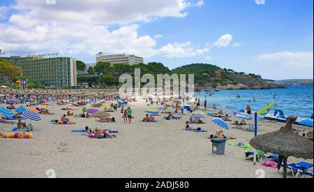 Baden Strand in Paguera, Mallorca, Balearen, Spanien Stockfoto