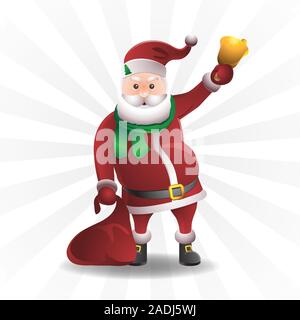 Santa Claus mit einer Tasche und einer Glocke auf einem isolierten Hintergrund. Vektorbild Stock Vektor