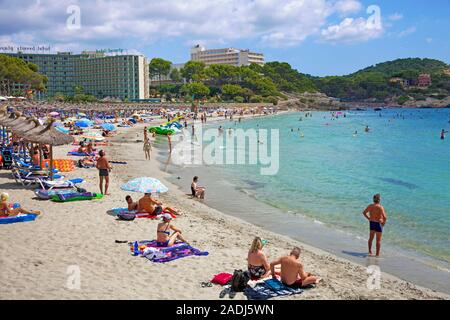 Baden Strand in Paguera, Mallorca, Balearen, Spanien Stockfoto