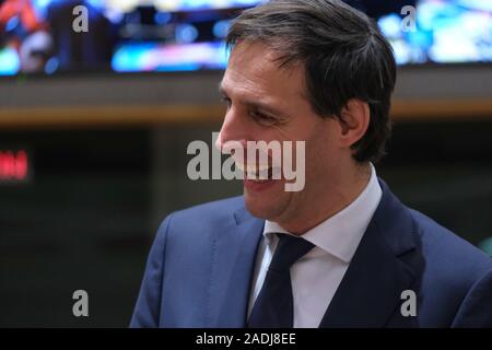 Brüssel, Belgien. 4. Dezember 2019. Der niederländische Finanzminister Wopke Hoekstra sorgt sich in der Eurogruppe Finanzminister treffen. Credit: ALEXANDROS MICHAILIDIS/Alamy leben Nachrichten Stockfoto