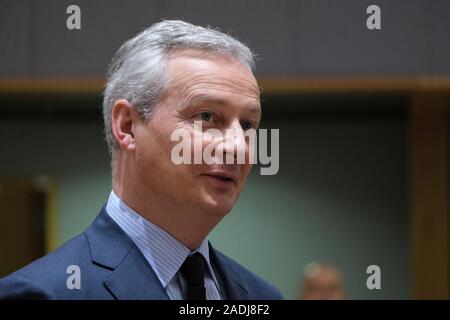 Brüssel, Belgien. 4. Dezember 2019. Französischer Finanzminister, Bruno Le Maire sorgt sich in der Eurogruppe Finanzminister treffen. Credit: ALEXANDROS MICHAILIDIS/Alamy leben Nachrichten Stockfoto