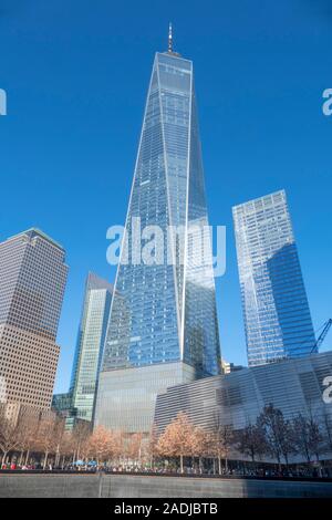 Die beeindruckende Skyline von Manhattan Island einschließlich dem One World Trade Center/Freedom Tower in New York City, Vereinigte Staaten von Amerika 2018. Stockfoto