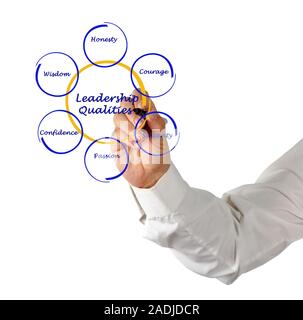 Diagramm der Führungsqualitäten Stockfoto