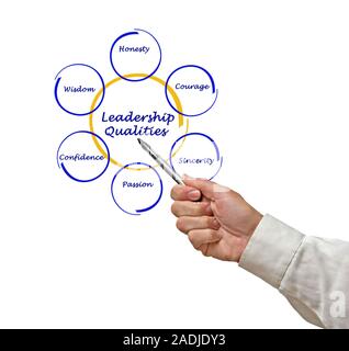 Diagramm der Führungsqualitäten Stockfoto