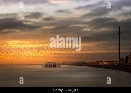 Pastell Sonnenuntergang in Brighton, Großbritannien Stockfoto