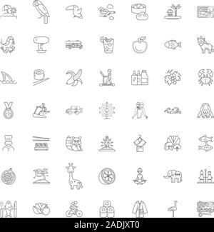 Die asiatische Kultur Zeile für Symbole, Zeichen, Symbole, Vector, lineare Abbildung Stock Vektor