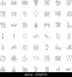 Nacht Club line Symbole, Zeichen, Symbole, Vector, lineare Abbildung Stock Vektor
