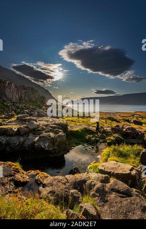 Dynjandi Dynjandi, Wasserfälle, Westfjorde, Island Stockfoto