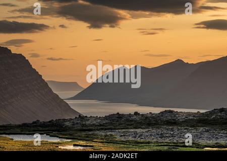 Dynjandi Dynjandi, Wasserfälle, Westfjorde, Island Stockfoto