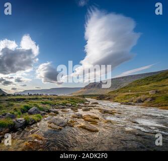 Dynjandi Dynjandi, Wasserfälle, Westfjorde, Island Stockfoto