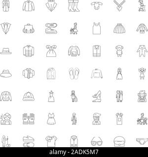 Kleidung Boutique Zeile für Symbole, Zeichen, Symbole, Vector, lineare Abbildung Stock Vektor