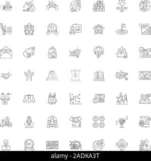 Wirtschaft markt Zeile für Symbole, Zeichen, Symbole, Vector, lineare Abbildung Stock Vektor