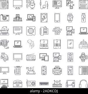 Gadgets und Geräte Zeile für Symbole, Zeichen, Symbole, Vector, lineare Abbildung Stock Vektor