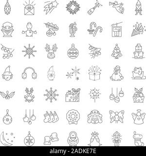 Feiertage und Ferien Zeile für Symbole, Zeichen, Symbole, Vector, lineare Abbildung Stock Vektor