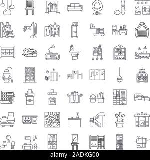 Interior Design Zeile für Symbole, Zeichen, Symbole, Vector, lineare Abbildung Stock Vektor