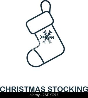 Weihnachtsstrumpf Symbol. Linienstil aus Weihnachten. Dünne Weihnachtsstrumpf Symbol für Web Design, Anwendungen, Software, drucken Stock Vektor