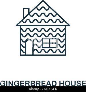 Lebkuchenhaus Symbol. Linienstil aus Weihnachten. Dünne Lebkuchenhaus Symbol für Web Design, Anwendungen, Software, drucken Stock Vektor