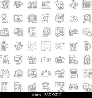 Marketing Kampagne Zeile für Symbole, Zeichen, Symbole, Vector, lineare Abbildung Stock Vektor