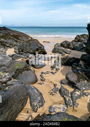 Rocky Einlass, Balnahard Strand, Insel Colonsay in der Inneren Hebriden, Schottland Stockfoto