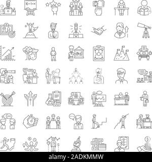 Guru lineare Symbole, Zeichen, Symbole Vektor-Linie Illustration Set Stock Vektor