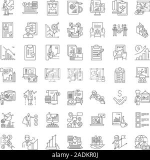 Planung lineare Symbole, Zeichen, Symbole vektorlinie Abbildung Stock Vektor
