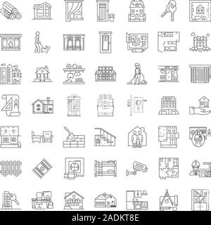 Real Estate Development lineare Symbole, Zeichen, Symbole vektorlinie Abbildung Stock Vektor