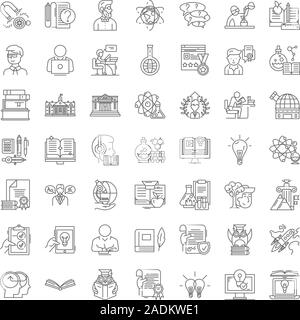 Wissenschaft lineare Symbole, Zeichen, Symbole vektorlinie Abbildung Stock Vektor