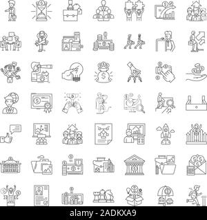 Werbung lineare Symbole, Zeichen, Symbole vektorlinie Abbildung Stock Vektor