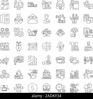 Inhaber kleiner Unternehmen lineare Symbole, Zeichen, Symbole vektorlinie Abbildung Stock Vektor