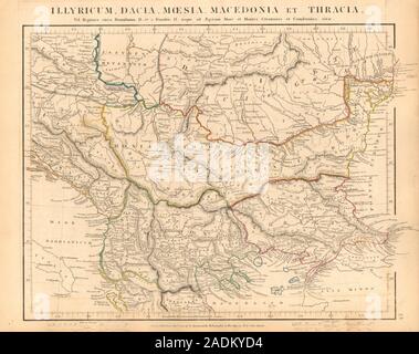 Antiken römischen Balkan. Illyricum Dacia Mösien Mazedonien. ARROWSMITH 1828 Karte Stockfoto