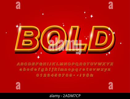 Umrisse Bold Alphabets auf abstrakt rot backgraund Vector font Stock Vektor