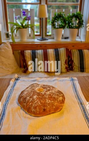 Hausgemachte Sieb Kuchen Brot in einer Küche Stockfoto