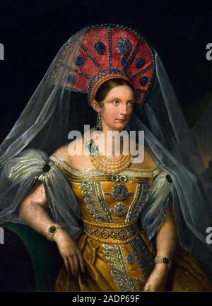 Die Zarin, Kaiserin Alexandra Fiodorovna, (Charlotte von Preußen), 1836, durch A. Maljukov (nach Franz Krüger.), Juwelen der Russischen kaiserlichen Hof, 18.-19. Jahrhundert, Russland. Stockfoto