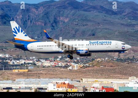 Gran Canaria, Spanien - 24. November 2019: SunExpress Deutschland Boeing 737-800 Flugzeug am Flughafen Gran Canaria (LPA) in Spanien. Stockfoto