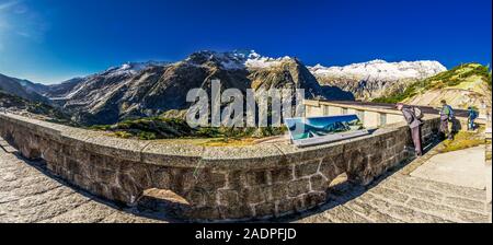 Gelmer See in der Nähe von der Grimselpass in den Schweizer Alpen, Gelmersee, Schweiz. Stockfoto