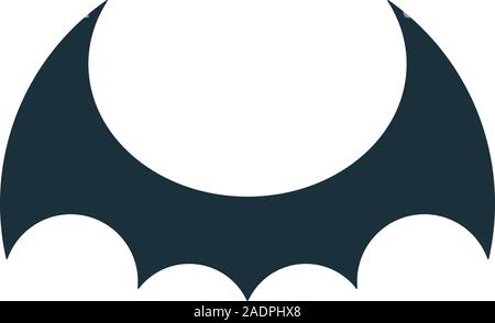 Schwarze Fledermausflügel auf weißem Hintergrund. Dragon wings Symbol. Stock Vektor