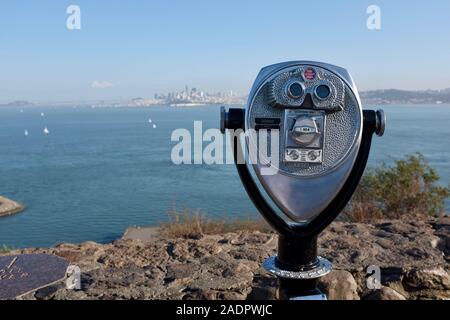 Blick von der Sausalito Seite der Golden Gate Bridge mit Blick auf San Francisco Stockfoto