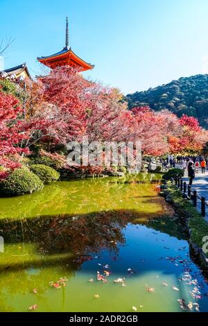 3-stöckige Pagode der Kiyomizu-dera Tempel in Kyoto, Japan Stockfoto